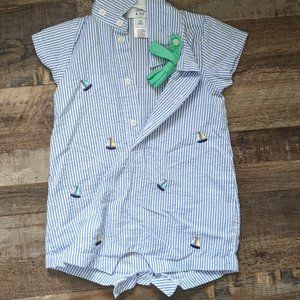 Boys sailboat romper with bowtie